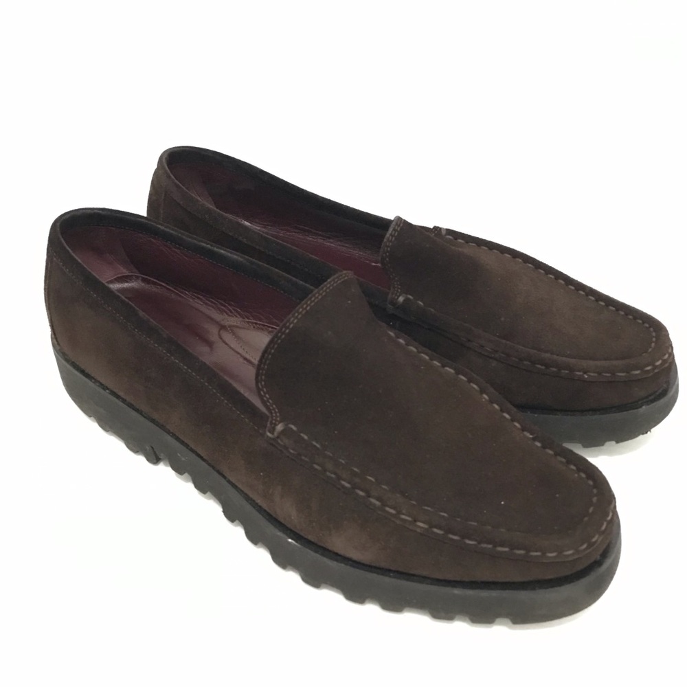 Rene Mancini Vibram Brown Suede Loafers Size 39